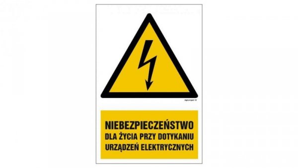 ZNAK - HA006 Niebezpieczeństwo dla życia przy dotykaniu urządzeń elektrycznych 35 x 52,5 cm FN - Folia samoprzylepna