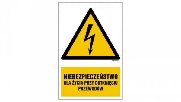 ZNAK - HA006 Niebezpieczeństwo dla życia przy dotykaniu urządzeń elektrycznych 70 x 105 cm PN - Płyta 1mm