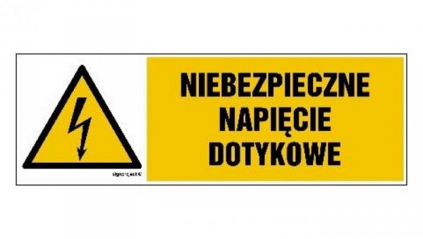 ZNAK - HB015 Niebezpieczne napięcie dotykowe 45 x 15 cm FN - Folia samoprzylepna