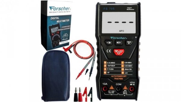 Miernik uniwersalny z pomiarem True RMS multimetr cyfrowy z wyświetlaczem LCD FORSCHER FS705
