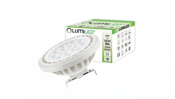 Żarówka LED AR111 G53 15W = 100W 1521lm 4000K Neutralna 38 12V LUMILED