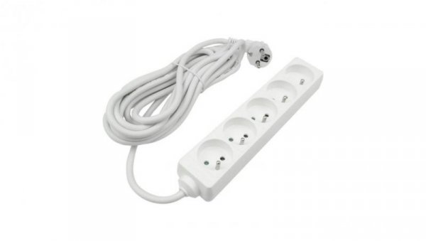 Przedłużacz 5 gniazd 5m z/u 3x1.5mm2 BIAŁY