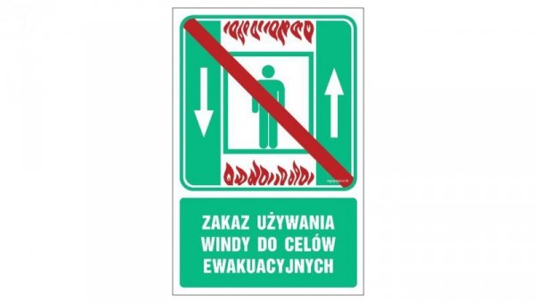 ZNAK - AC049 Zakaz używania windy do celów ewakuacyjnych 70 x 105 cm TS - Płyta TD foto.