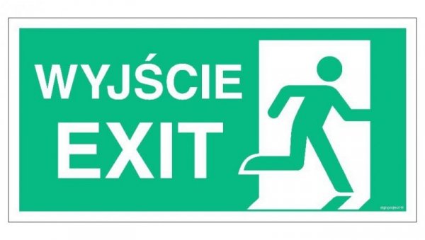 AC075 Wyjście / EXIT prawostronne 100 x 50 cm FS - Folia samoprzylepna foto.