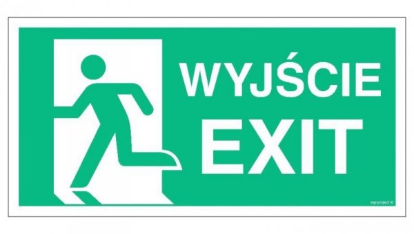 ZNAK - AC076 Wyjście / EXIT lewostronne 20 x 10 cm TS - Płyta TD foto.