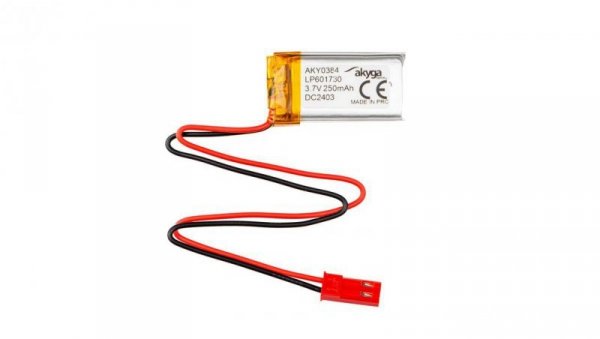 Akumulator litowo-polimerowy Akyga AKY0384 LP601730 Li-Po 3.7V/250mAh PCM złącze JST 2.54 2Pin 150mm