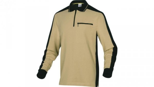 Polo mach spirit z długimi rękawami z siatki bawełnianej (100) 210 g/m? kolor beżowo-czarny rozmiar S CORP M5POLBEPT