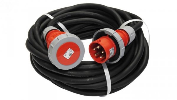 Przedłużacz budowlany trójfazowy elCORD CEE 32A 400V IP67 10m H07RN-F 5G6 z wtyczką i gniazdem CEE 32A-5P IP67 30366100