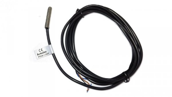 Czujnik indukcyjny cylindryczny M8 z przewodem 2m Sn=1,5mm 10-30VDC PNP NO LED IP67 PR08-1.5DP