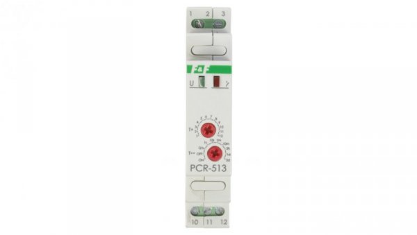 Przekaźnik czasowy 1P 10A 0,1sek-576h 24V AC/DC opóźnione załączenie PCR-513-24V