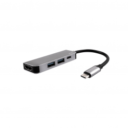 JCPAL Linx 4-in-1 USB-C HUB / 4K HDMI / USB-C(PD) / 2xUSB / Gray (szary)
