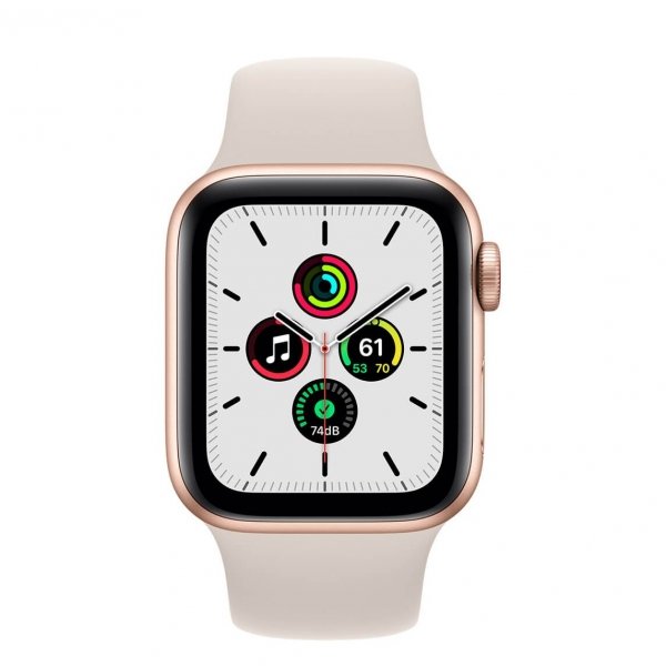 Apple Watch SE 40mm GPS + Cellular Aluminium w kolorze złotym z paskiem sportowym w kolorze księżycowej poświaty