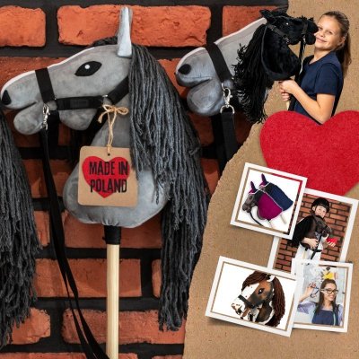 Zestaw Skippi - Hobby Horse szary i dodatkowy kantar - jasny zielony