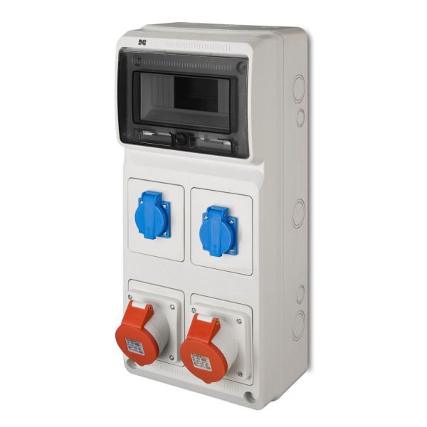 Rozdzielnica budowlana RS-8 8-mod. 2x2P+Z, 2x16A/5P, IP44 bez zabezpieczeń 6241-00