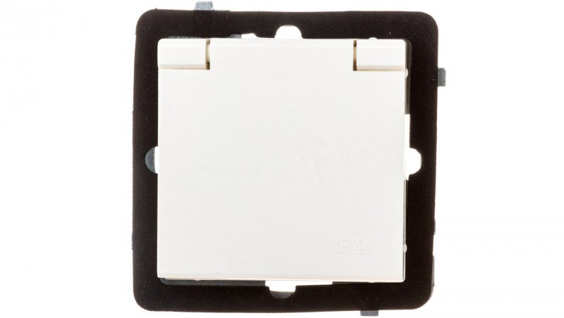 SONATA Gniazdo bryzgoszczelne z/u IP44 klapka ecru GPH-1RZ/m/27/w