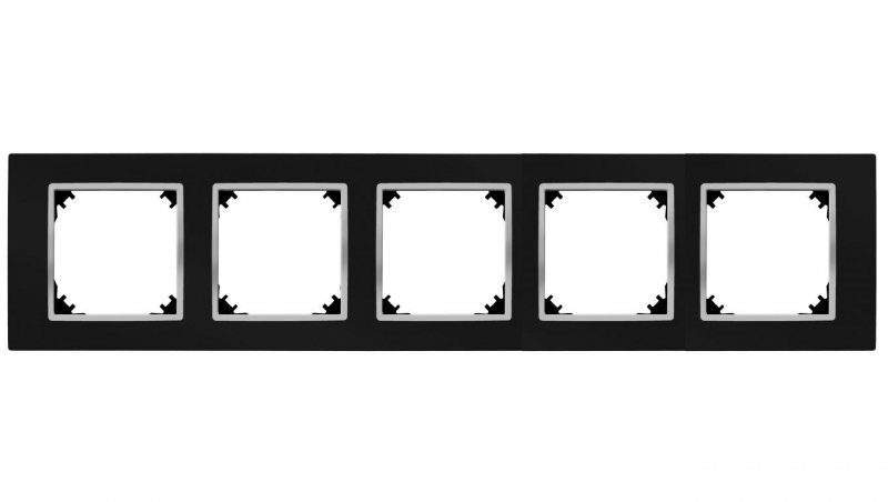 VESTRA ramka pięciokrotna IP20 czarny/chrom 3875-46