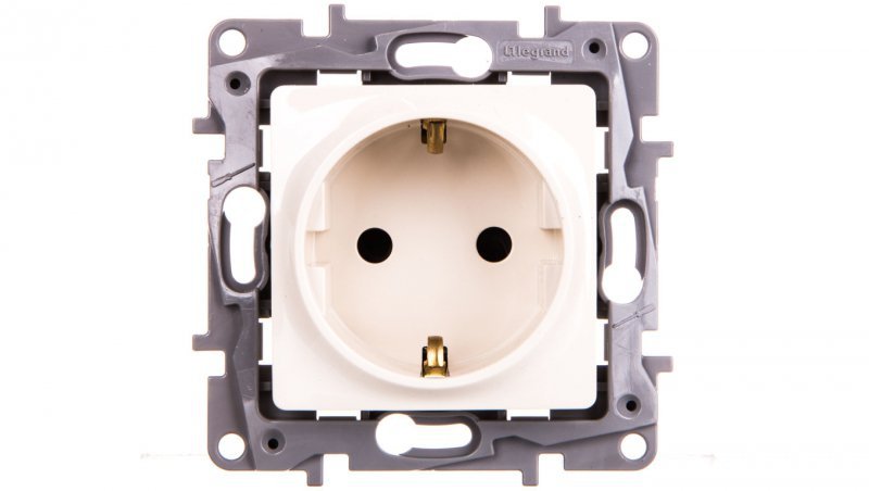 NILOE Gniazdo pojedyncze SCHUKO 2P+Z 16 A 250 V z przesłonami kremowe 764629
