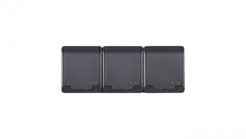 Hermes Gniazdo hermetyczne potrójne z/u Schuko antracyt 16A IP44 0326-07