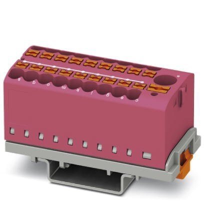 Blok rozdzielczy PTFIX 6/18X2,5-NS35 PK, różowe złącze przemysłowe - 18 punktów przyłączeniowych o przekroju 2,5mm2