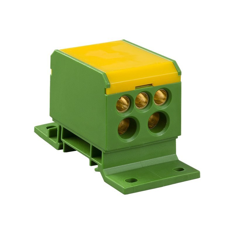 Blok rozdzielczy 2x4-50mm2/2x4-35mm2/3x2,5-25mm2 żółto-zielony montaz płaski i na szynę TH DB2-Z 48.26