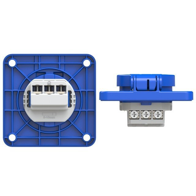 Gniazdo tablicowe 10/16A 2P+Z 230V niebieskie IP44 104-8b