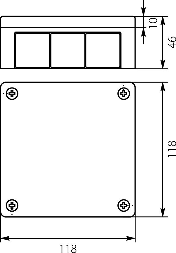 Puszka n/t hermetyczna pusta 118x118x46mm IP55 popiel VP 051-03 61.155