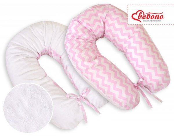 Poduszka ciążowa dwustronna Longer- Simple chevron różowo-biały