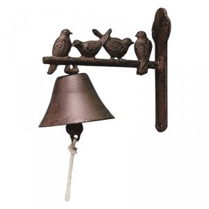 Żeliwny dzwonek do drzwi z ptaszkami
