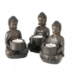 Komplet 3 świeczników na tealighty Budda