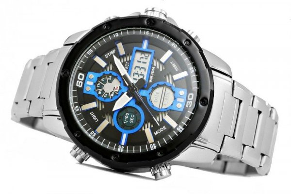 Zegarek Męski Perfect A8026B-3 Dual Time Iluminacja i Fluorescencja