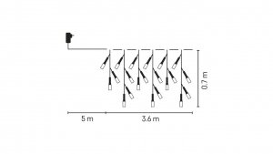 Oświetlenie świąteczne XMAS sople 6W 200LED 3,6m IP44 /8 programów/ ciepła biała D4CW01