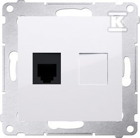 Gniazdo telefoniczne RJ12 pojedyncze, biały Simon54 + Ramka 1-krotna uniwersalna do puszek karton-gips IP20 / IP44, biały Simon54 DMR939