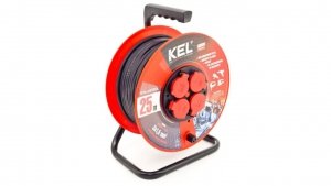 Przedłużacz bębnowy PROFESSIONAL LINE 25m H05RR-F 3x1,5 4xGS /+termik/ 16A IP44 czarny