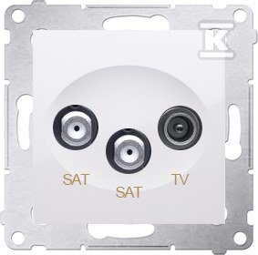 Gniazdo satelitarne podwójne RTV-SAT-SAT, biały Simon54 + Ramka 1-krotna uniwersalna do puszek karton-gips IP20 / IP44, biały Simon54 DMR891