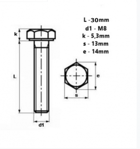 Śruba sześciokątna A2 M10*30mm