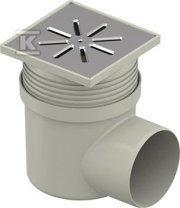 Wpust punktowy/piwniczny/podłogowy Aqua Ambient Standard d110mm, odpływ boczny, kratka nierdzewna 150x150mm 1136457