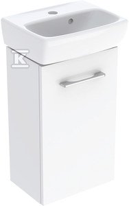Selnova Square Zestaw szafki pod umywalkę , B36cm, H65.2cm, T28cm, z jednymi drzwiami, biały, z umywalką kompaktową, z przelewem, z otworem na baterię