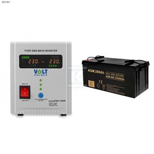 Zasilacz awaryjny SINUS PRO 1000 E 12/230V (700/1000W) + Akumulator AGM 12V 200 Ah DLV383
