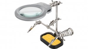 Zestaw trzecia ręka do lutowania 2 uchwyty   lupa z lampą LED 51226