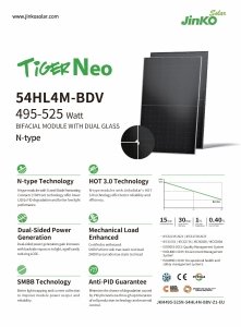 Panel PV 510W Jinko Solar JKM510N-54HL4M-BDV  Tiger Neo N-Type Bifacial Czarna Rama