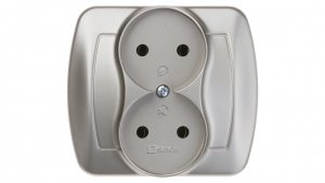 Simon Akord Gniazdo podwójne b/u 16A IP20 satyna metalizowana AG2/29