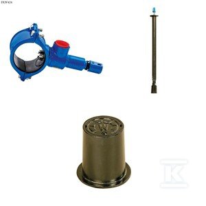 Nawiertka DN90x32 do rur PVC/PE, PN16, GJS + obudowa teleskopowa + skrzynka żeliwna ZESTAW DLW424