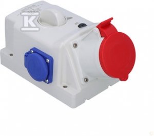 Gniazdo natynkowe OPTIMA-COMBI 3P+N+E 32A + 2x230V z wyłącznikiem 0-1