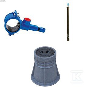 Nawiertka DN160x32 do rur PVC/PE, PN16, do wody, GJS + obudowa teleskopowa + skrzynka PEHD ZESTAW DLW374