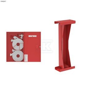 Hydrant wewnętrzny DN52, HW-52N-20+20-KO UNN, bez miejsca na gaśnicę, natynkowy, węże płasko-składane 20+20m, 500x870x180, k.czerwony, z podporą_ZESTAW DMQ927