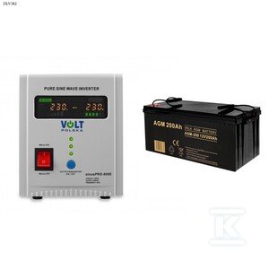 Zasilacz awaryjny SINUS PRO 800 E 12/230V (500/800W) + Akumulator AGM 12V 200 Ah DLV382