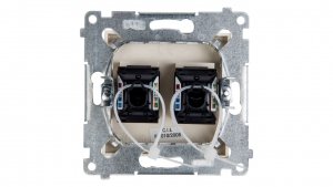 Simon 54 Gniazdo komputerowe podwójne 2xRJ45 kat.6 z przesłoną kremowe D62.01/41