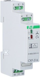 Czujnik kolejności i zaniku fazy CKF-316 styki: 1P , I=10A, 1 moduł