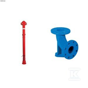 Hydrant nadziemny DN80 H2150, PN16, GJS, łamany, podwójne zamknięcie, kolumna stalowa + kolano stopowe N DN80, GJL ZESTAW DLW410