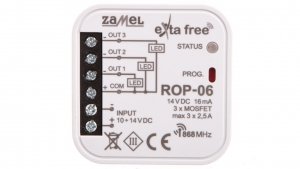 Radiowy odbiornik dopuszkowy 3-kanałowy zasilanie 10-24 VDC ROP-06 EXF10000092